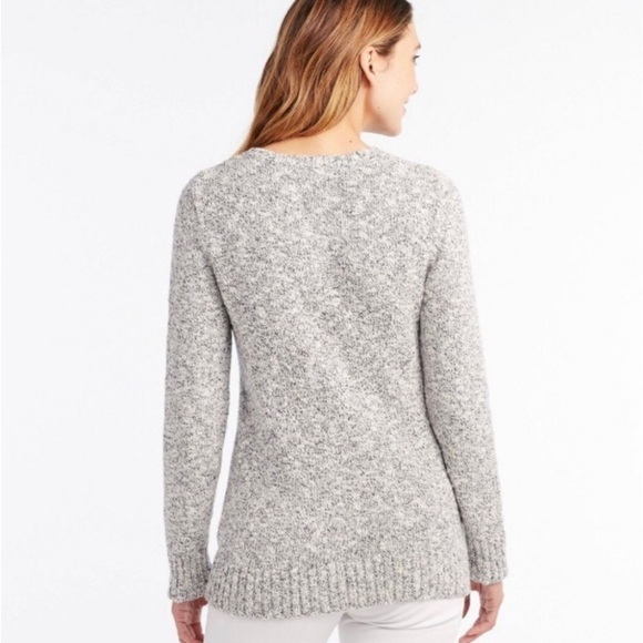 L.L. Bean /Women's / Ragg Marled Pullover Black White Sweater/ Crew Neck / L - Picture 1 of 9